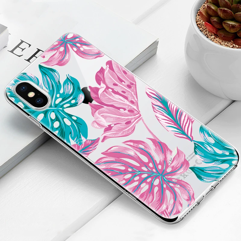 17 Милый чехол для телефона для iPhone 7, 8 Plus, 6, 6 S, X, XS, Max, XR, 5, 5S, SE, мягкий силиконовый чехол для iPhone 6 S PLUS, 7, 8, кактус, фламинго, чехол s - Цвет: 17