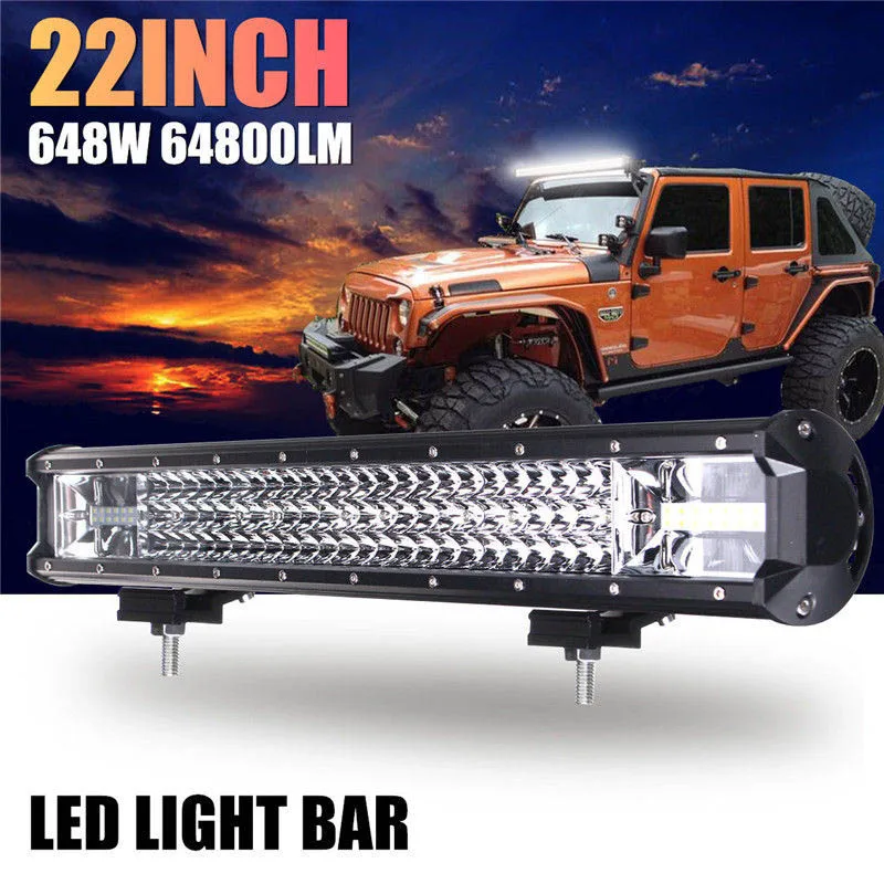 22 дюйма 648 Вт светодиодный рабочий свет бар наводнение пятно комбо дальнего света