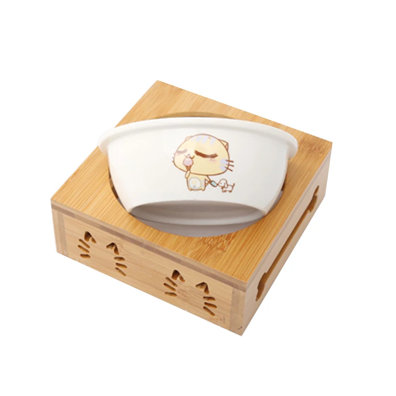 Pawstrip Pet двойная миска для собак бамбуковая керамическая кошек из нержавеющей