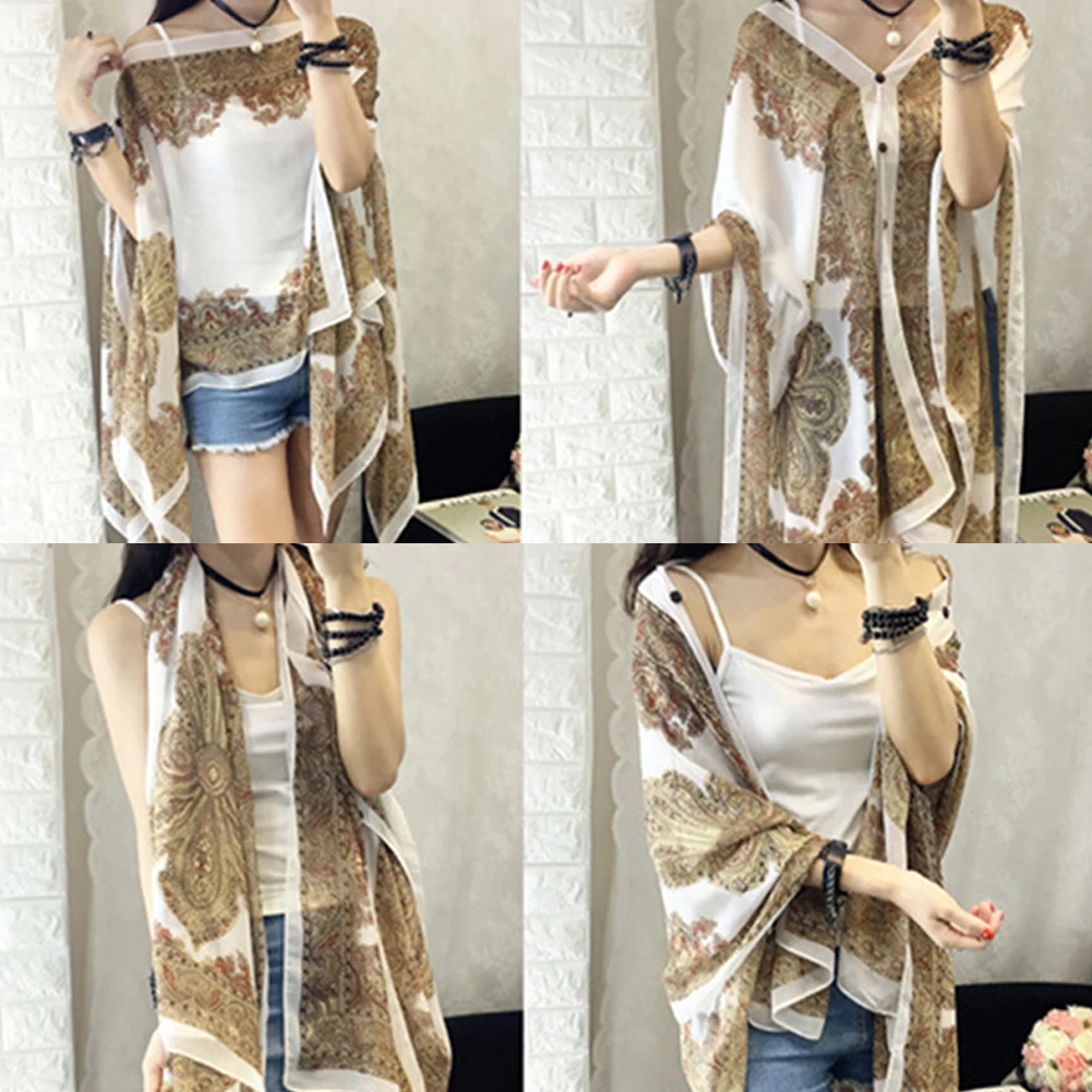 Летняя женская одежда большого размера тонкая шифоновая Солнцезащитная шаль с