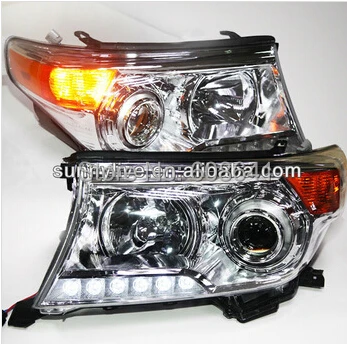 Светодиодный налобный фонарь Land Cruiser LC200 FJ200 хромированный корпус 2008 2013 лет|led