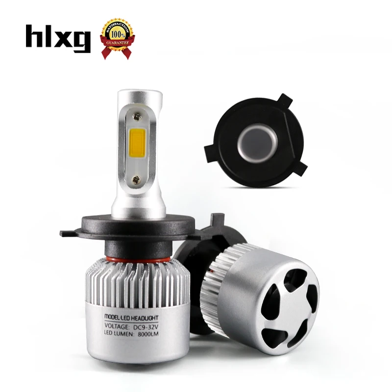 HLXG 72W фары для 8000LM H1 H4 H7 светодиодный фар автомобиля Комплект 4300 К белого и желтого