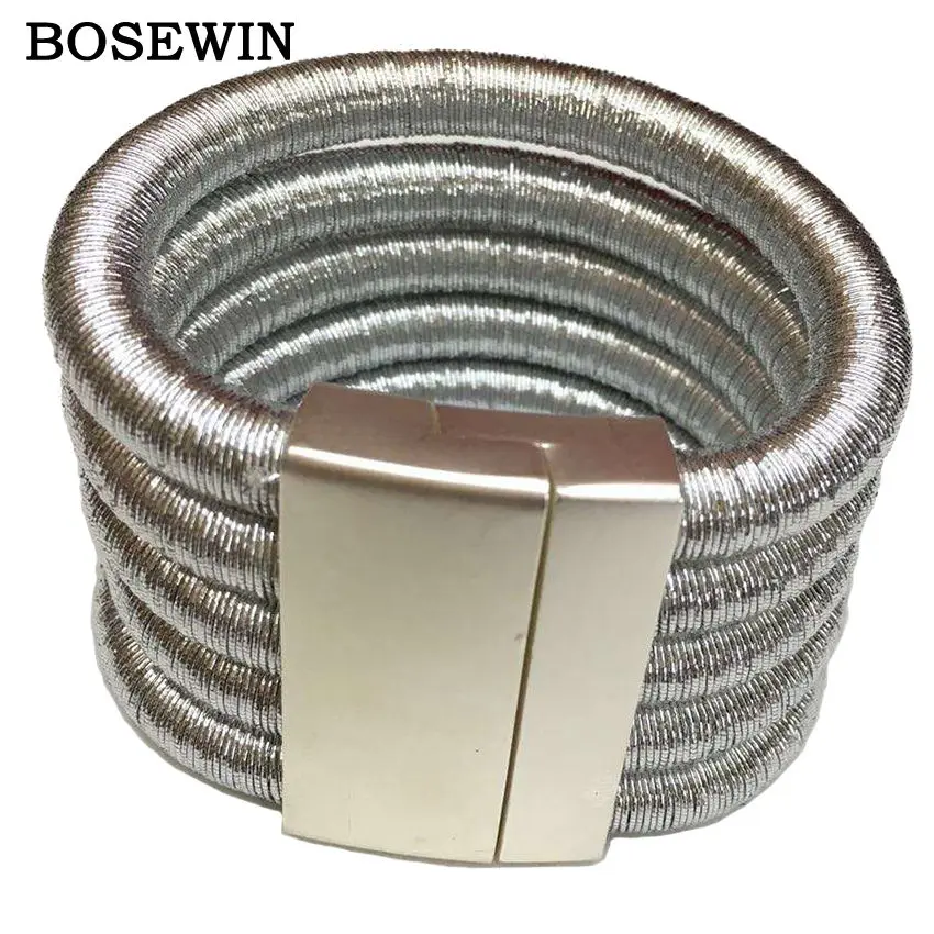 Silver Bracelet MANILAI Горячая Бохо Воротник Ожерелье Ювелирные наборы Мода магнетизм Кнопка многослойное ожерелье-чокер браслеты Набор для женщин Bijoux - Окраска металла: Silver Bracelet