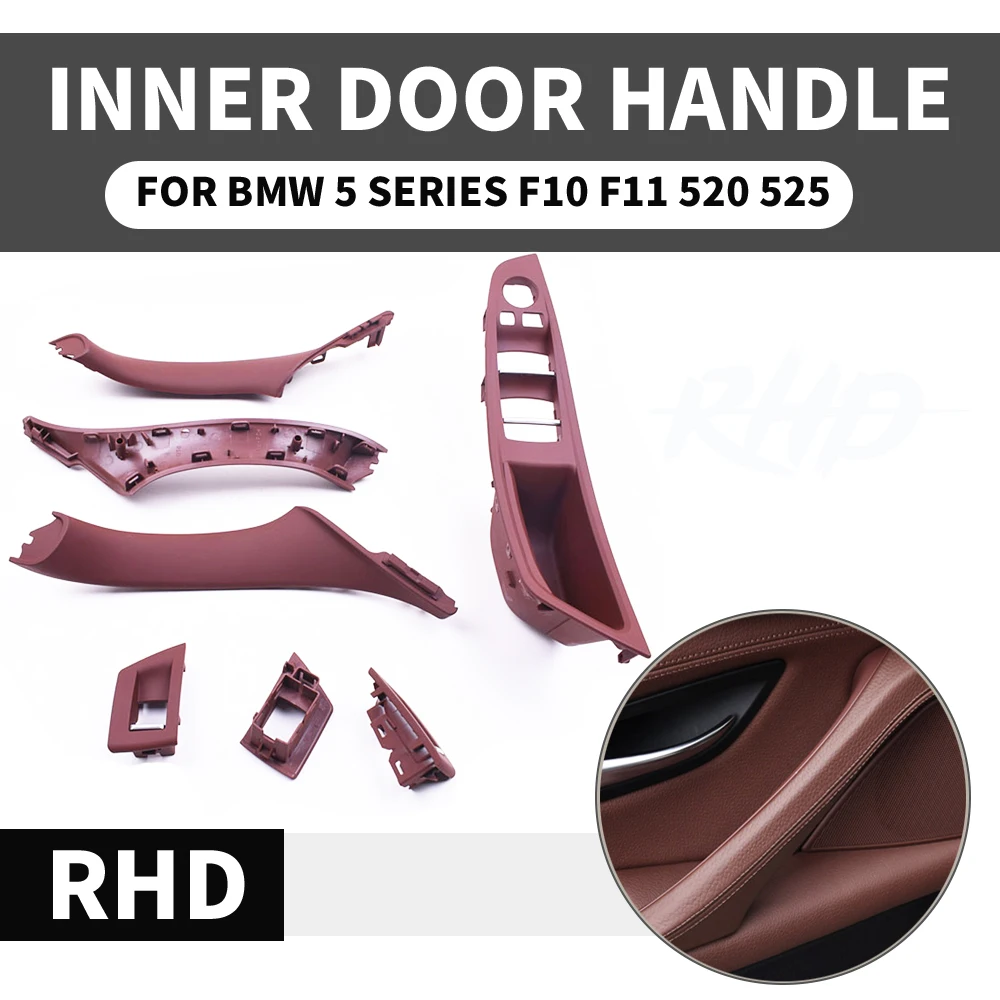4/7PCS Set Right Hand Drive RHD For BMW 5 series F10 F11 520 525 Red Wine Gray Car Interior Door Handle Inner Panel Pull Trim