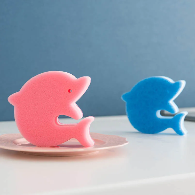 2 PC Дельфин губки абразивные впитывающее полотенце горшок Magic щетка для мытья