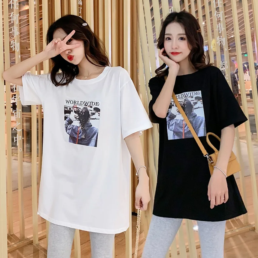 2019 летняя новая хлопковая Футболка для беременных женщин модное свободное