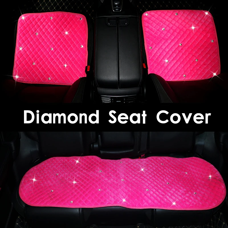 Универсальные Плюшевые Чехлы на автомобильные сиденья со стразами украшение