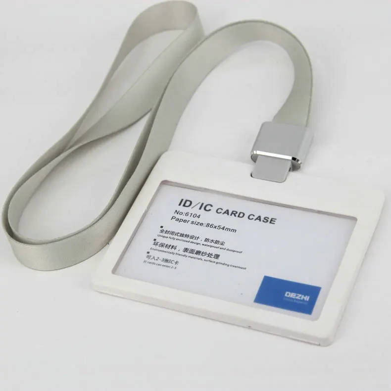 H white set DEZHI Флип Бизнес ID IC Держатели карт для офисного персонала, экологически чистый пластиковый материал бейдж держатель с оригинальными цветами ремешок - Цвет: H white set