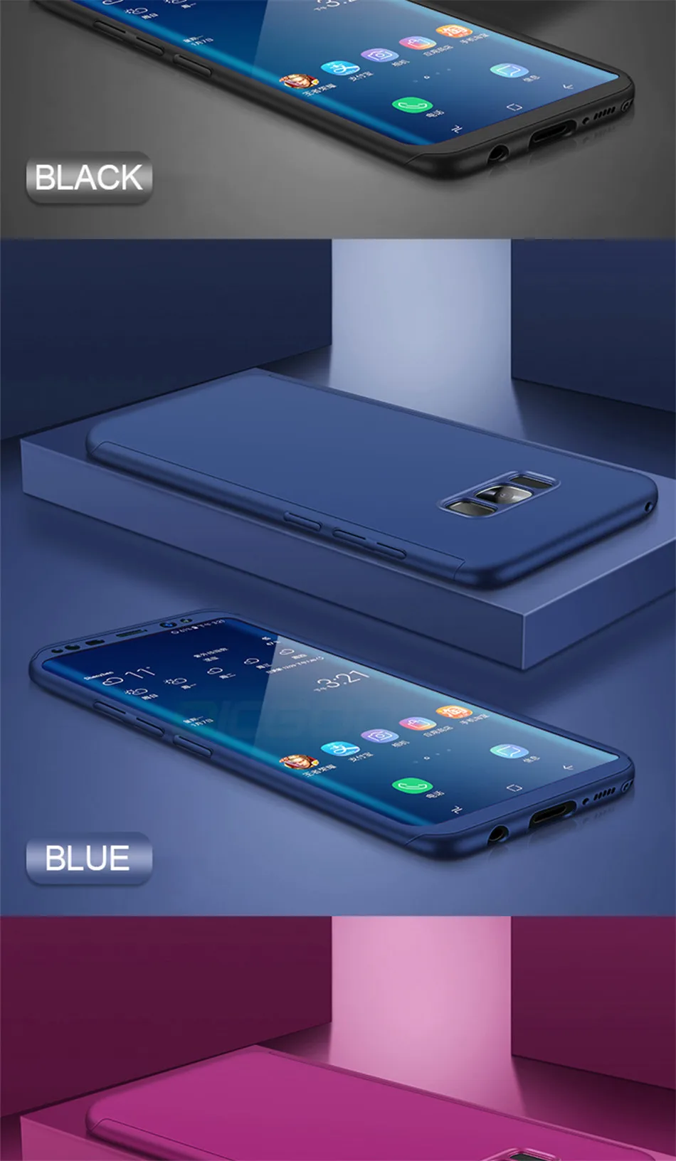 OICGOO 360 полный защитный чехол для телефона для samsung Galaxy S10 S9 S8 Plus S7 Edge чехол для Galaxy Note 9 8 S10E S9