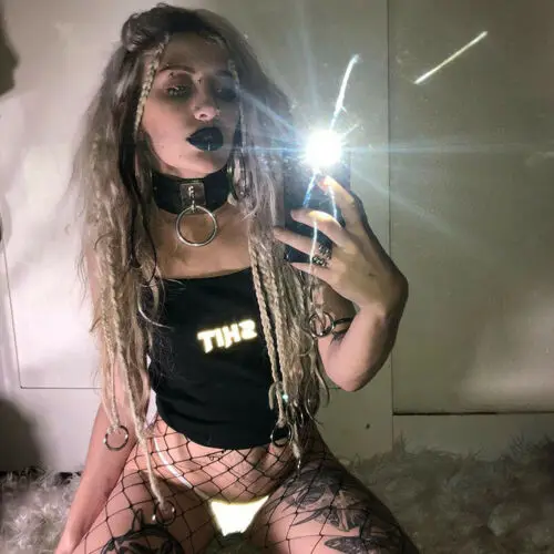 Женский топ на бретельках готический облегающий Топ без рукавов с открытой