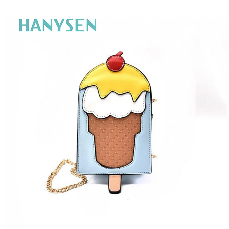 Лето 2017 г. небольшой свежий мороженое сумка со вставками кожаные мини для женщин