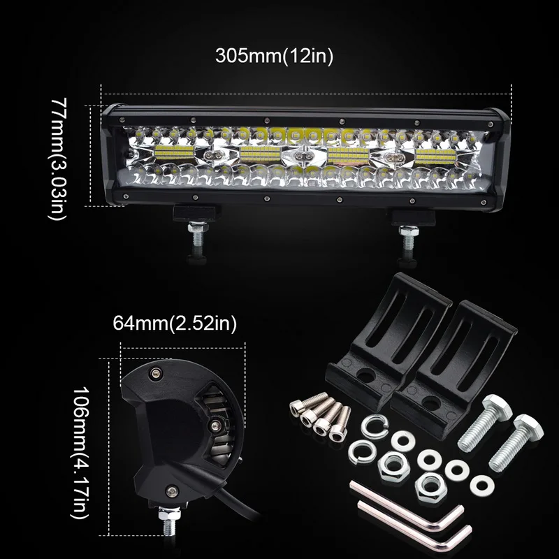 Safego 12 inch LED Bar Work Light Spot for Driving Offroad Boat Car Tractor Truck 4x4 SUV ATV 12V 24V Rated 240W 6400lm | Автомобили и
