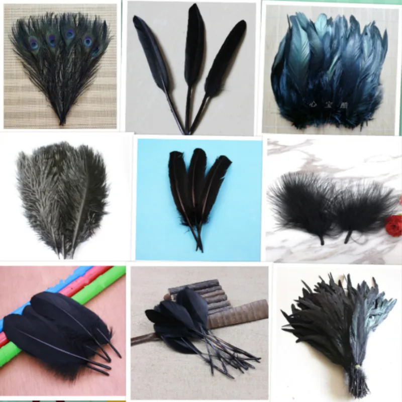 20pcs15 виды красивых черных петушиных перьев 5 30 см фазаньи Куриные перья для