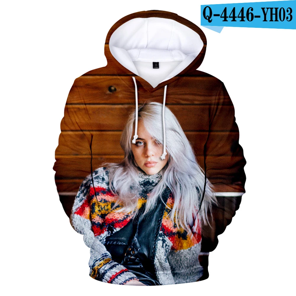 3D Новое поступление, Billie Eilish, 3D толстовки, женские, мужские, модные, Harajuku, хип-хоп, 3D принт, Billie Eilish, женские толстовки, толстовка - Цвет: 3D