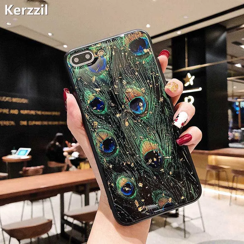 Kerzzil роскошный золотой фольги павлин чехол для iPhone X XS Max XR мягкий TPU 7 8 6 6s Plus