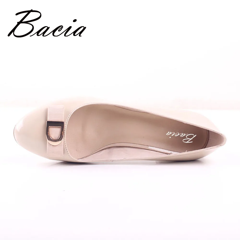 Bacia/абрикосовые туфли лодочки из овчины на низком каблуке кожаные с морщинками
