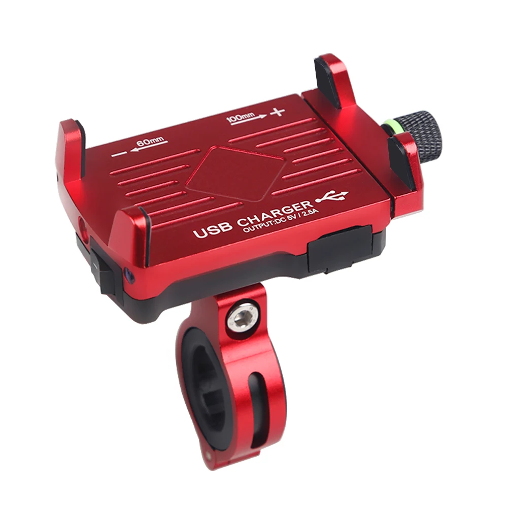 RED Держатель для телефона на руль велосипеда мотоцикла USB зарядное устройство держатель для телефона кронштейн поддержка для samsung Xiaomi Iphone - Цвет: RED