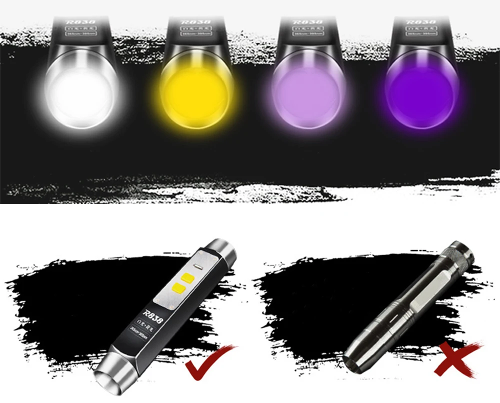 USB Перезаряжаемый 365nm УФ светодиодный светильник-вспышка, Нефритовый камень, оценочный светодиодный светильник, 4 светильник, источник с одной вспышкой, светильник