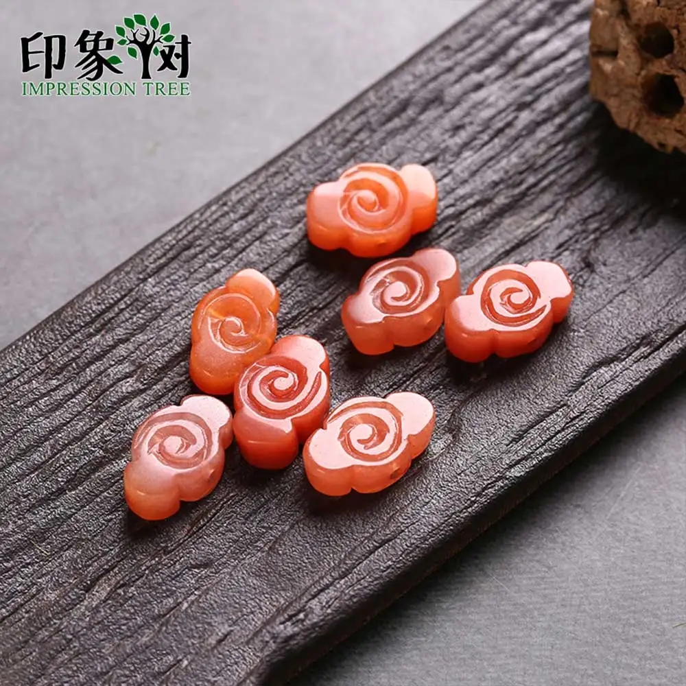 

Natural Green Coral White Gem Jad Cloud Carved Spacer Beads 18x12/17x11mm Loose Beads Handmade For Bracelets DIY Jewelry Making