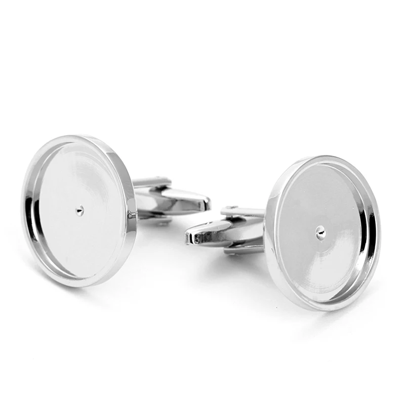 19/21mm  20/22mm  Sliver Color Brass Copper Alloy Cufflinks Mens Round Blank Cufflinks DIY For Six Penny Coin