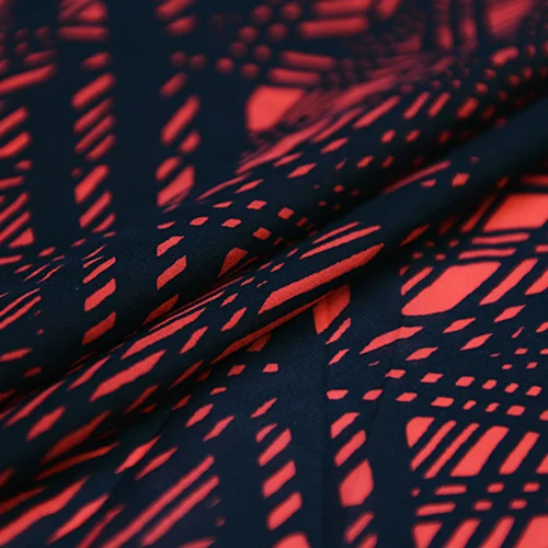 Black stripe on red botton 60% silk stretch chiffon blended fabric 12momme SCF045 | Дом и сад