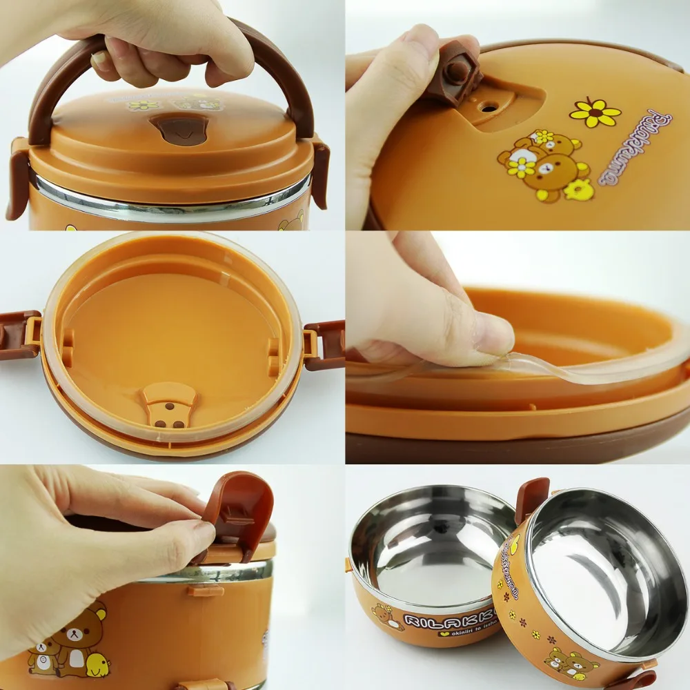 Однослойный мультяшный портативный контейнер из нержавеющей стали для хранения