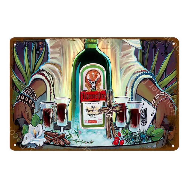 YD4133F Jagermeister голова оленя металлический плакат Jager бомбы винная тарелка винтажная Настенная Наклейка Паб Бар домашний декор напиток Пиво Виски жестяные знаки - Цвет: YD4133F