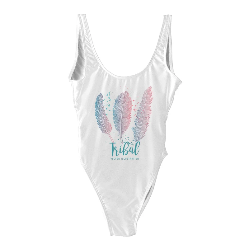Цельный купальник с высоким вырезом и принтом перьев женский maillot de bain femme 2019 плюс