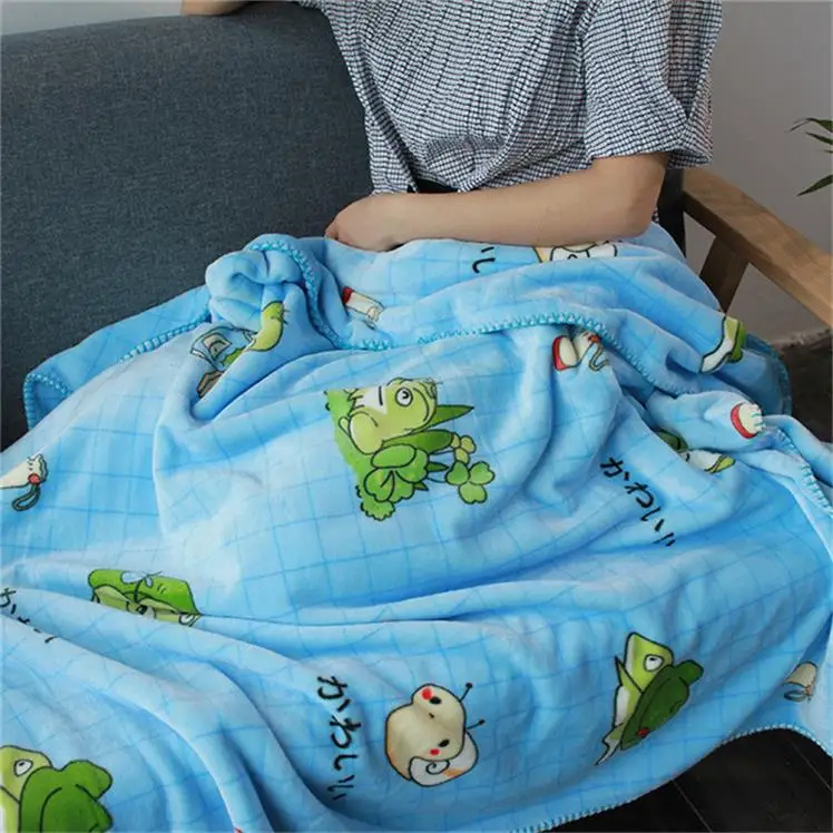 green frog 100X135cm Fish car fox мягкое Фланелевое утяжеленное одеяло для младенцев одеяло для ребенка детское одеяло зимнее толстое одеяло чехол для дивана - Цвет: green frog 100X135cm