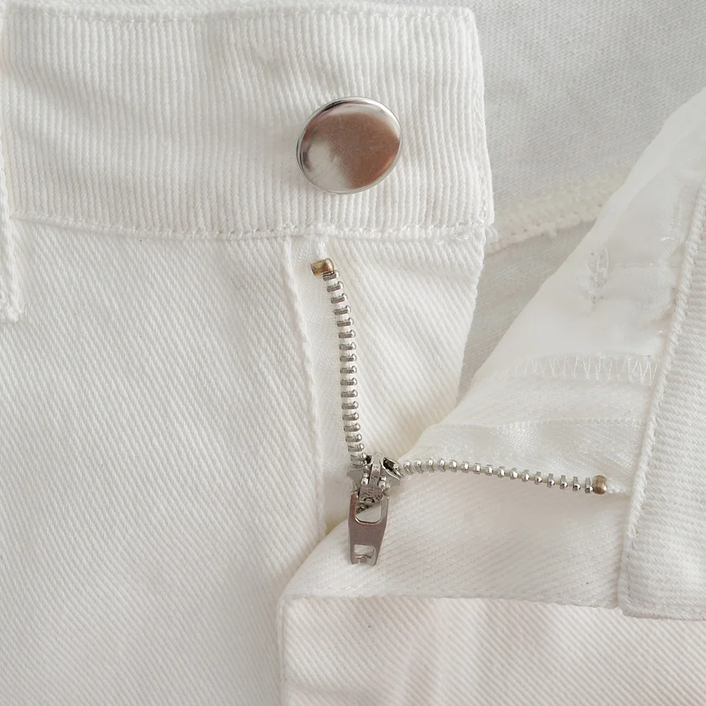 Женские белые брюки длиной до щиколотки на одной пуговице из хлопка и джинсовой