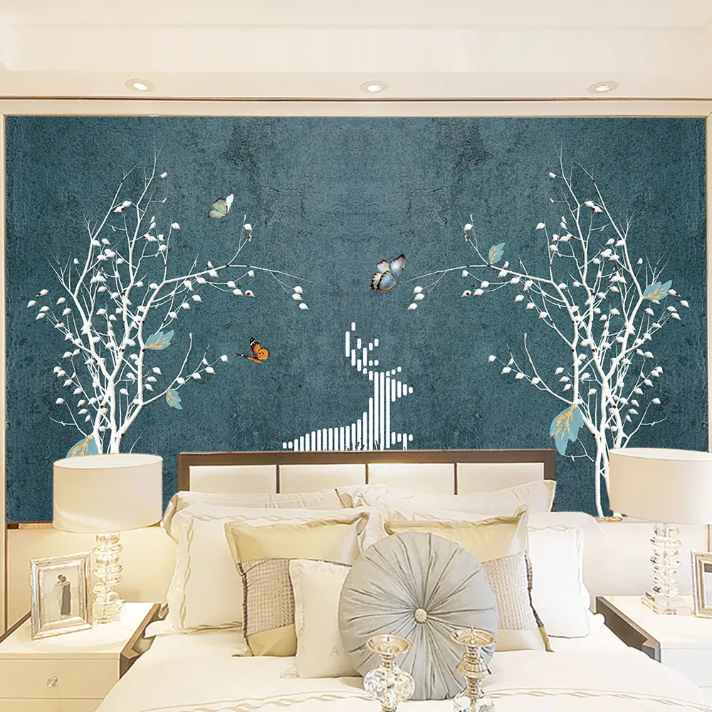Decoration Textile wallpaper Nordic abstract modern beautiful gold foil green background wall customization | Обустройство дома