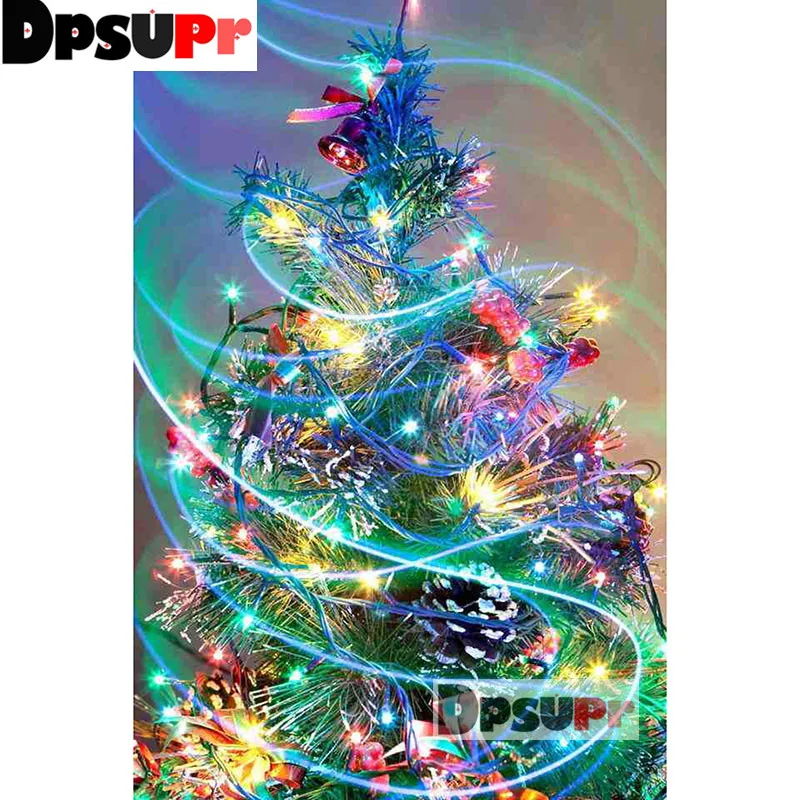 

Новинка 100, полностью квадратная/круглая Алмазная вышивка «сделай сам», Красочная рождественская елка, 5D алмазная фотография, домашний деко...