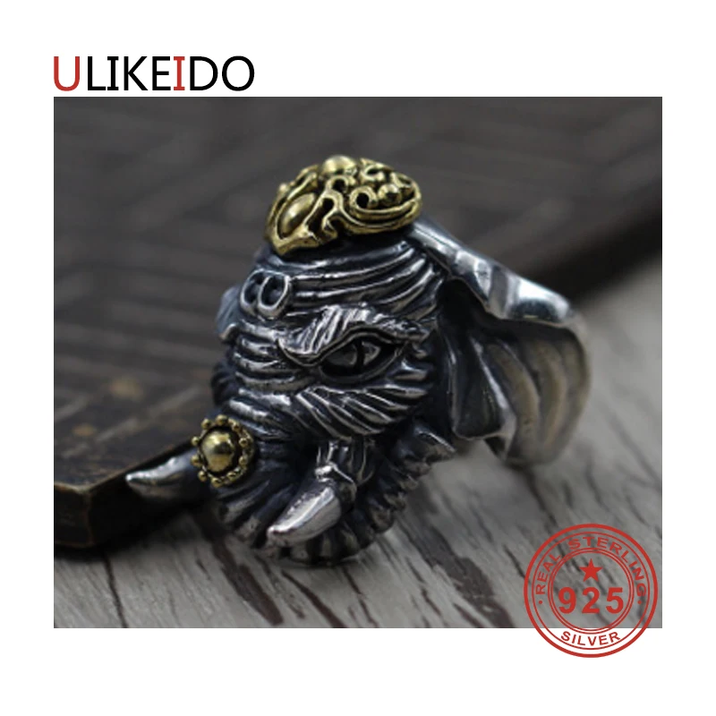 100% Pure 925 пробы Серебряные ювелирные изделия Кольца отрегулировать Винтаж Мужской