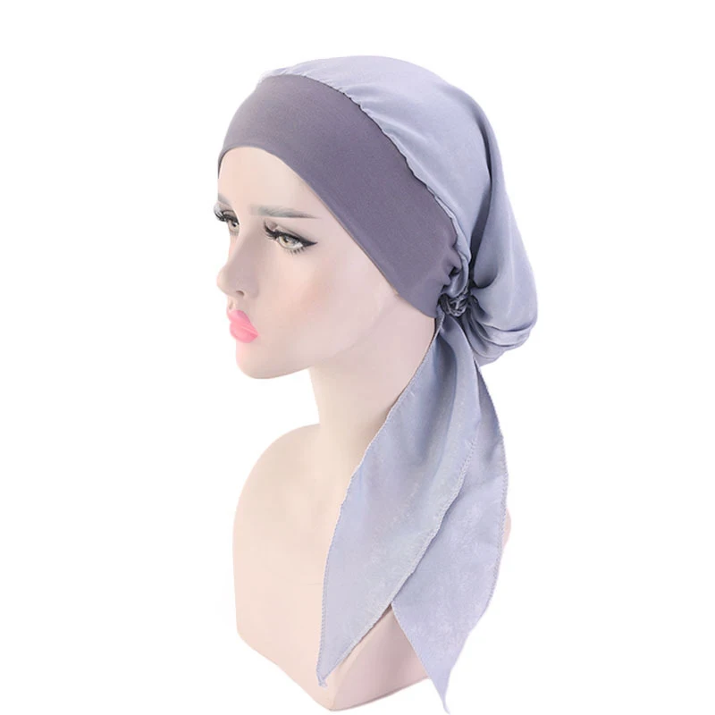3 Роскошные шифоновые Сатиновые женские мусульманские шапочки под хиджаб с модным принтом, упругие головные уборы, шляпы, готовые к износу - Цвет: 3