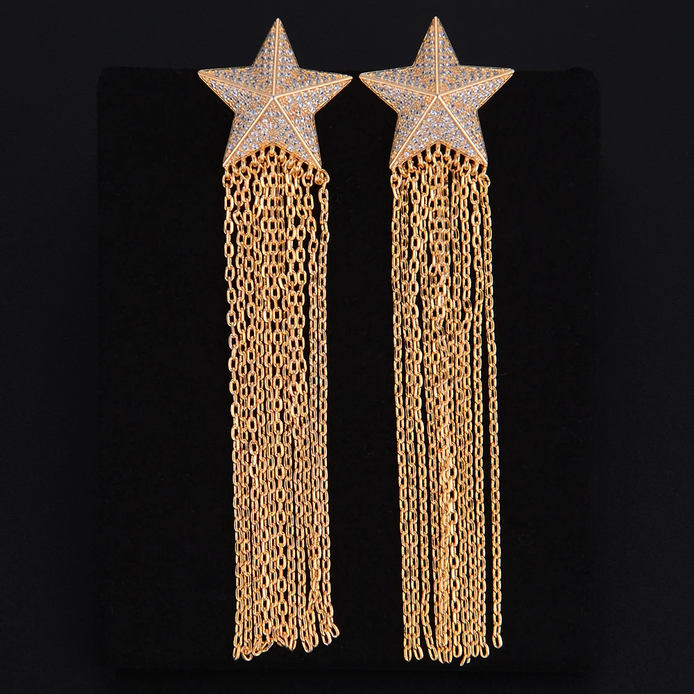 Женские серьги GODKI модные с кисточками и кубическим цирконием 92