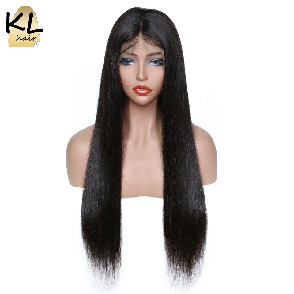 KL Hair Silk Base Wig Brazilian Remy Hair Straight Silk Base Full Lace Human Hair Wigs Pre Plucked With Baby Hair Bleached Knots