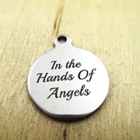 10pcslot in the hands of angels stainless steel charms laser engraved customized diy charms pendants