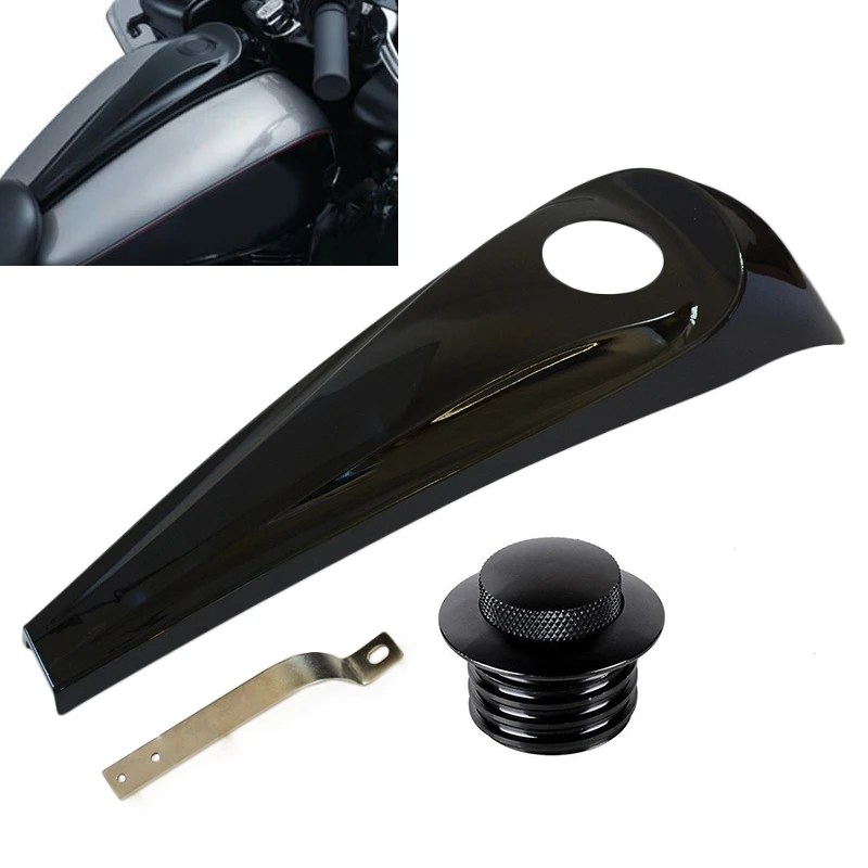 

New Motorcycle Black Smooth Dash Fuel Console & Gas Tank Cap Cover For Harley Touring Electra Glide Street FLHT FLHX 2008-2018
