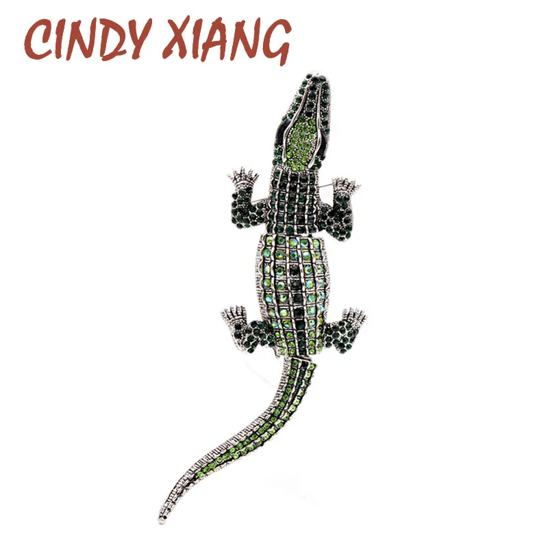 Винтажная женская брошь в виде крокодила CINDY XIANG необычное украшение со стразами