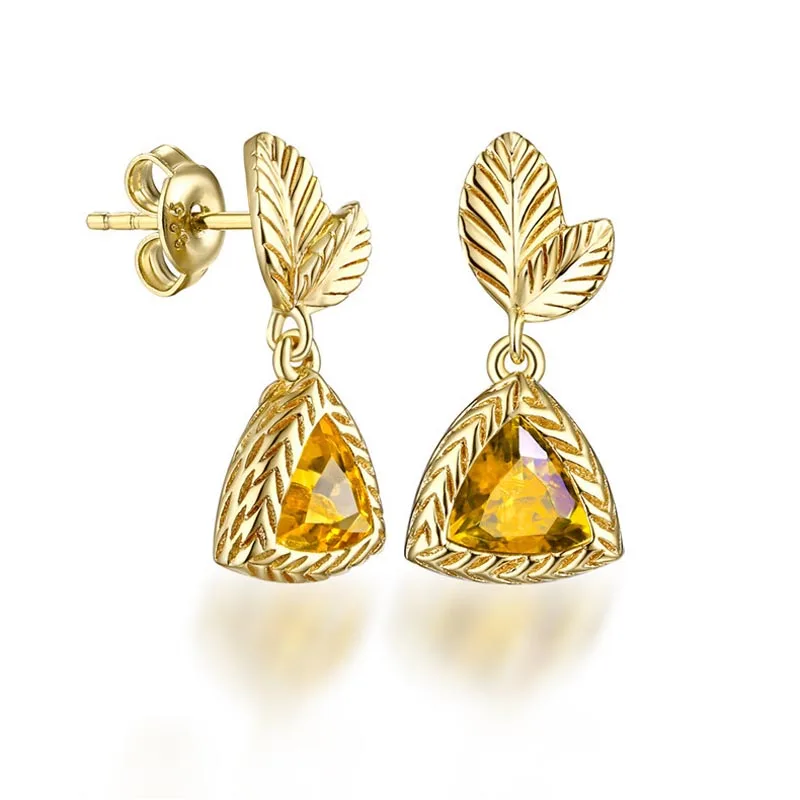 Женские серебряные сережки BSL ювелирное изделие из натурального цитрина