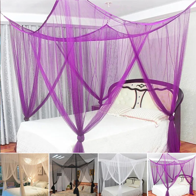 2018 элегантный 4 Угловая Кровать Навес Москитная сетка Полный размер полиэстер