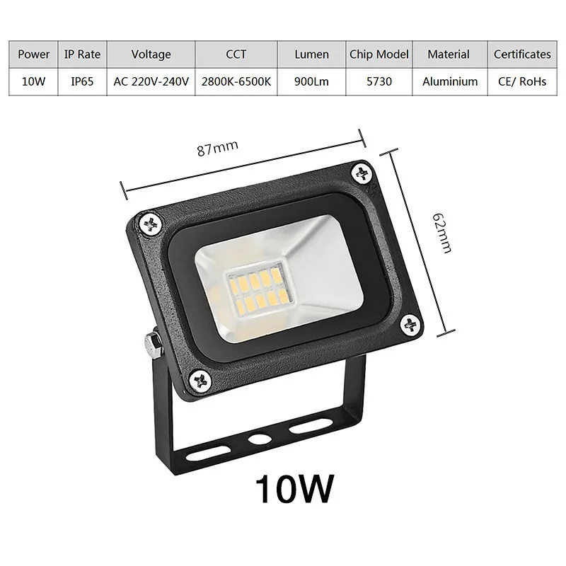 

6PCS 12V 10W LED Spotlight IP65 Landscape Lamp Billboard Wall Floodlight LED Outdoor Portable Lamp Square Garden Flood Light