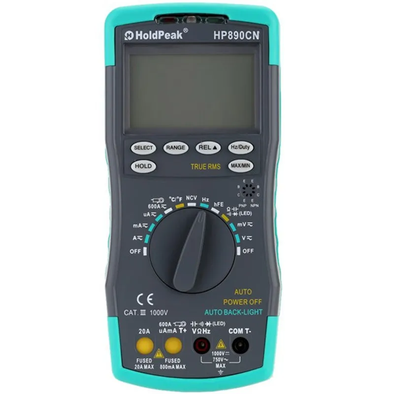 Holdpeak HP-890CN цифровой мультиметр AC/DC Амперметр Вольтметр Ом портативный измеритель сопротивление Частота Температура цикл тест
