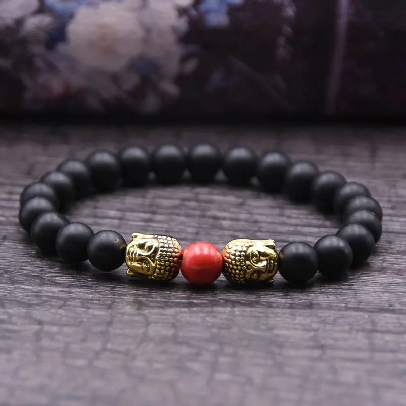 Браслет Будды 8 мм бусины браслеты для женщин Pulseira Masculina мужские ювелирные изделия Feminina Bileklik эластичные Braclet Bijoux Jonc Wris