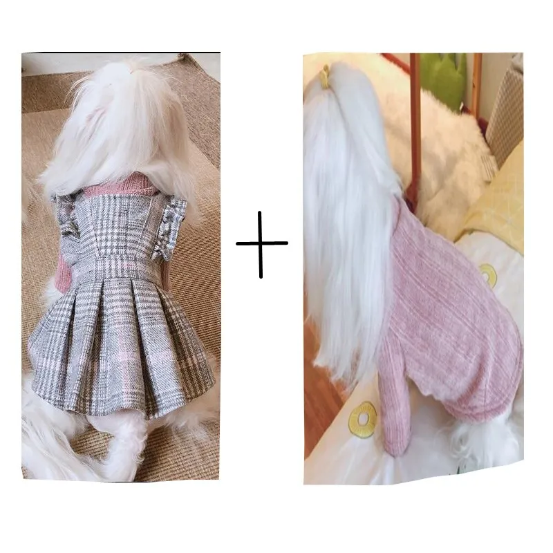Dress Not velvet Роскошная зимняя собачья шерстяная одежда с меховым воротником щенок йоркширского терьера куртка для собаки пальто Одежда для маленького среднего домашнее животное чихуахуа - Цвет: Dress Not velvet