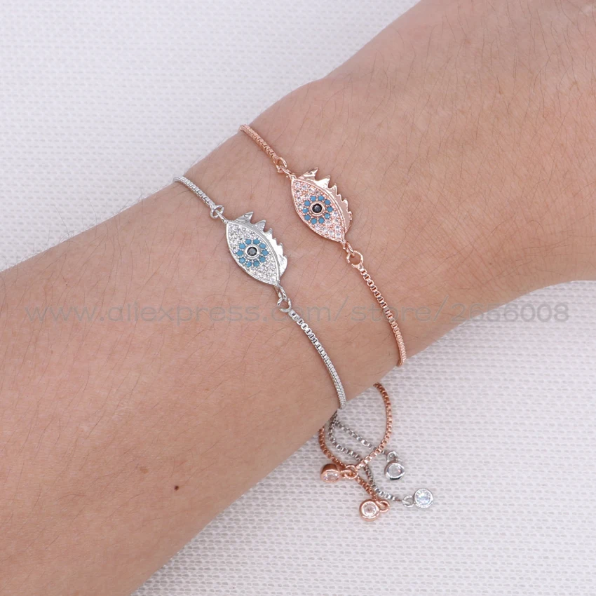 Ручной регулируемый браслет-цепочка с микро паве глаз кулон браслет смешанные
