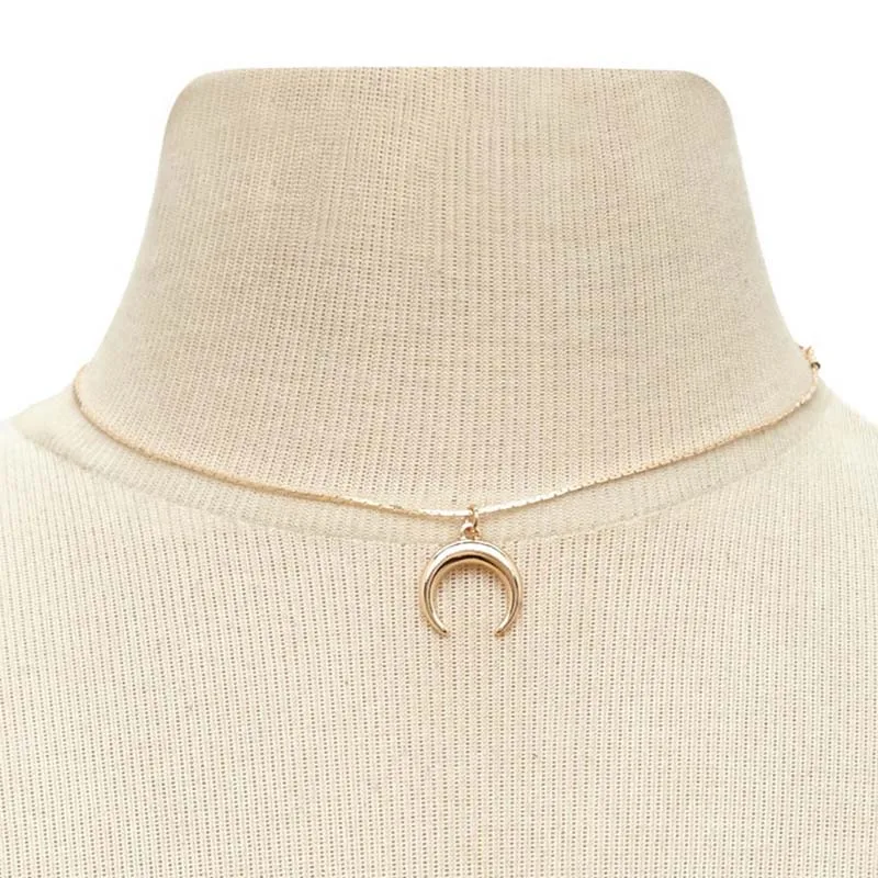 Surou Western Fashion Simplicity Women Crescent Moon Pendant Collar Necklace New Style Clavicle Chain Bijouterie Boho | Украшения и