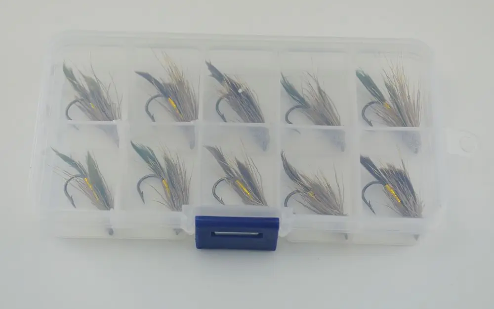 10Pcs In Box MNFT 10 шт 6# желтовато-коричневый Цвет волосы оленя Золотой корпус Мадлер Minnow Fly бас рыболовные приманки пароварки форели стример мух - Цвет: 10Pcs In Box