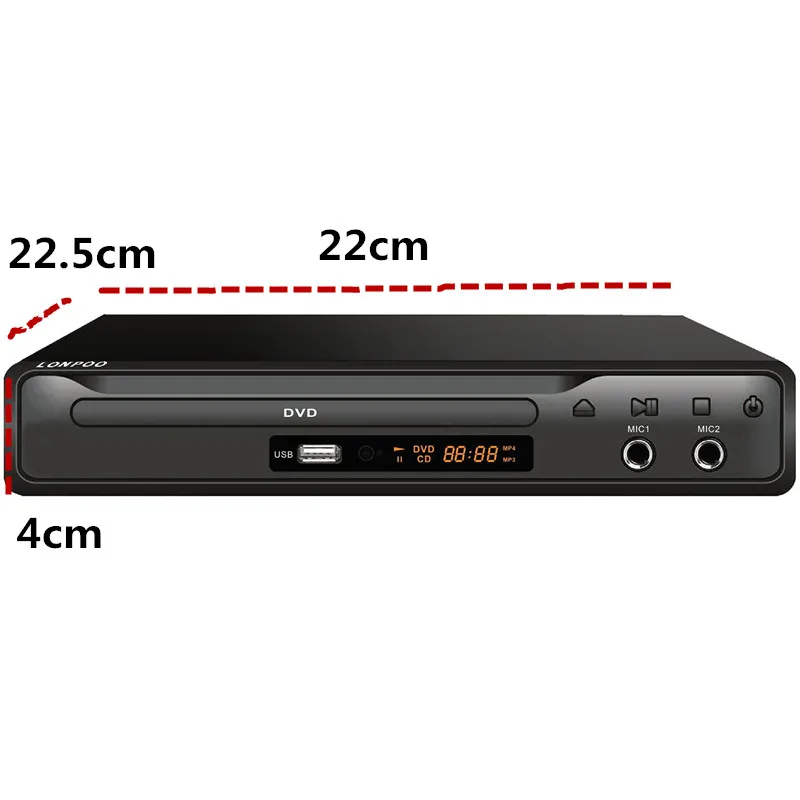 LONPOO dvd-плеер без региона HDMI RCA Scart USB dvd-плеер два микрофонных порта многоязычный Железный корпус светодиодный dvd-плеер для домашнего использования