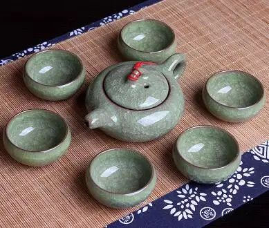 Light Green В китайском стиле «кунг-фу» Чай комплекты льда фарфор Чай горшок Чай чашки 7 шт./компл. Чай Услуги набор - Цвет: Light Green